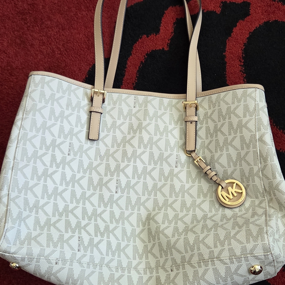 Michael Kors Cream and Tan Signature Tote